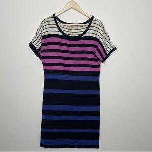 Loft Striped Wool Blend Short Sleeve Sweater Dress